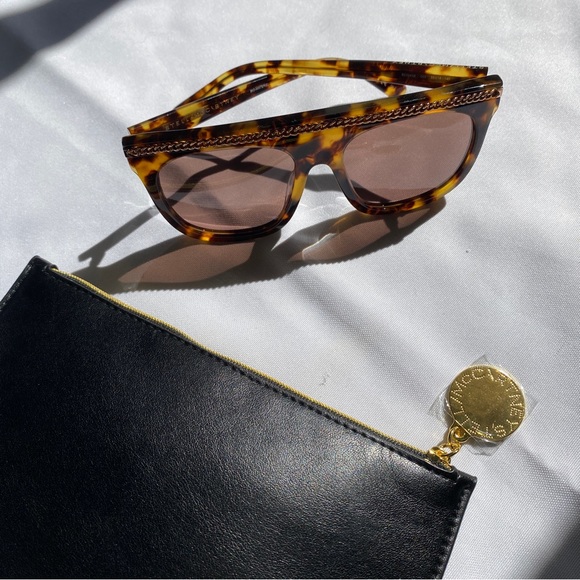 Stella McCartney Statement Chain Tortoise Shell Sunglasses - Picture 2 of 13